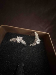 18k White Gold Plated Zirconia Ring and Earring Set