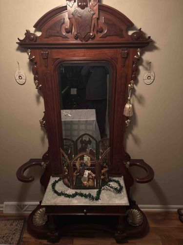 Victorian Walnut Hall Stand with Marble Top