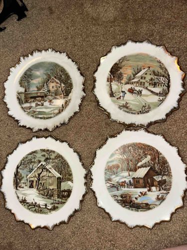 Currier & Ives Winter Scene Decorative Plates