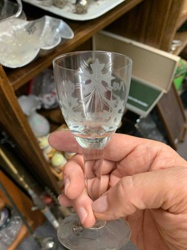 Etched Glass Cordial Goblet