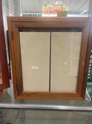 Wood-Framed Wall-Mount Display Case with Glass Doors