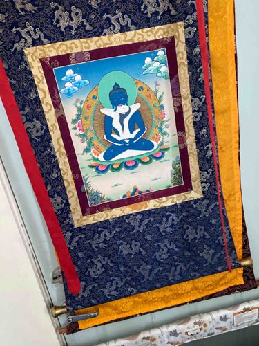 Tibetan Buddhist Thangka Painting of Blue Deity