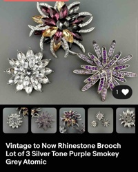 Lot of 3 Vintage to Now Rhinestone Brooches