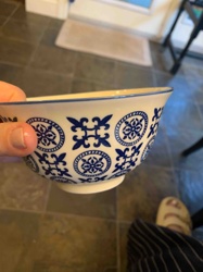 Blue and White Patterned Ceramic Bowl