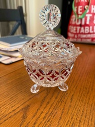 Fenton Ruby Stained Pressed Glass Covered Candy Dish