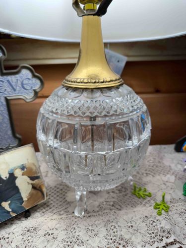 Vintage Cut Glass and Brass Table Lamp