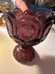 Amethyst Indiana Glass Moon and Stars Candy Dish