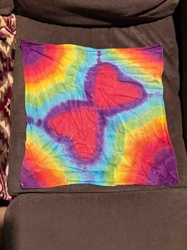 Rainbow Tie-Dye Heart Pattern Fabric Square / Bandana