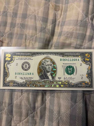 24 Karat Gold Detailed United States Two Dollar Bill