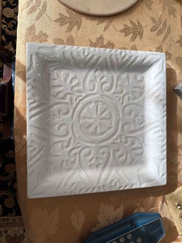 Embossed Ceramic Square Platter