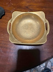 Art Deco Gold-Toned Serving Tray with Etched Bowl