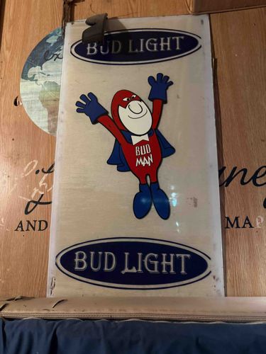 Vintage Bud Light 'Bud Man' Light-Up Bar Sign