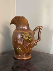 Art Pottery Pitcher with Floral Relief
