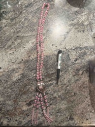 Pink Braided Heart and Tassel Necklace/Lanyard