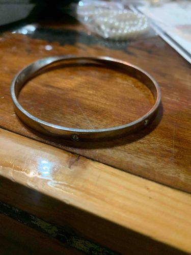 Screw-Motif Metal Bangle Bracelet