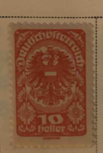 Austria Deutsch&Oslash;sterreich 10 Heller Stamp, Eagle with Floral Motif