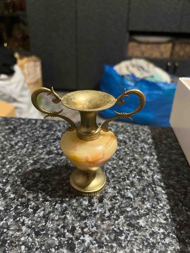 Miniature Onyx and Brass Urn/Vase