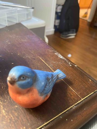 Hand-Painted Pottery Bluebird Figurine