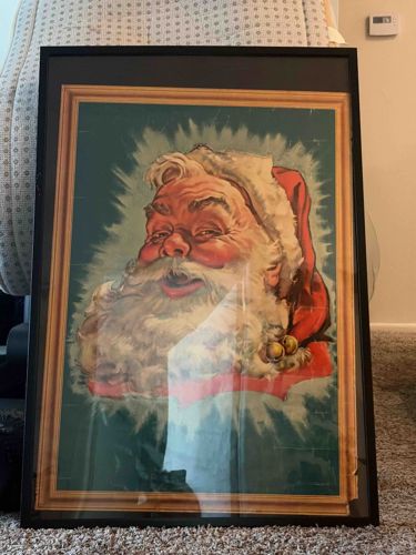 Vintage Haddon Sundblom Coca-Cola Santa Claus Advertising Poster