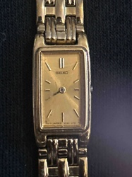 Seiko Gold Tone Rectangular Dial Quartz Watch