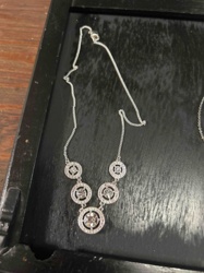 Silver-Tone Faux Diamond Festoon Necklace