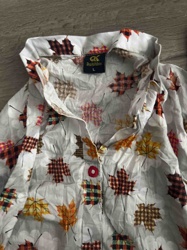Autumn Leaf Print Button-Up Shirt