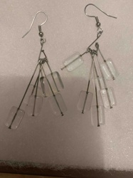 Clear Rectangular Bead Dangle Earrings
