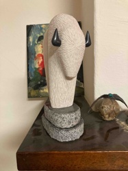 Carved Buffalo Sculpture by Jesse Devila