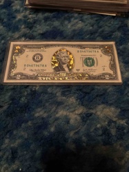 Embellished United States Two-Dollar Bill with Gold Foil Accents