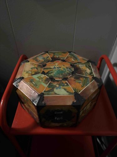 Octagonal Hand-Painted Chinoiserie Decorative Case