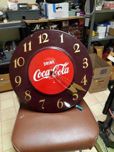 Vintage Coca-Cola Red Button Wall Clock with Bottle Hands