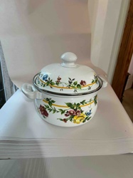 Floral Enamelware Cooking Pot with Lid