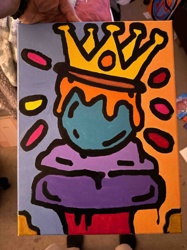 Abstract Crowned Figure Painting on Canvas