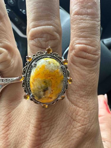 Bumblebee Jasper and Citrine Sterling Silver Statement Ring