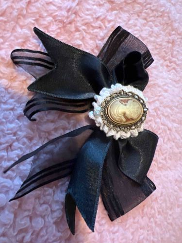 Gothic Lolita Bow with Cameo Brooch