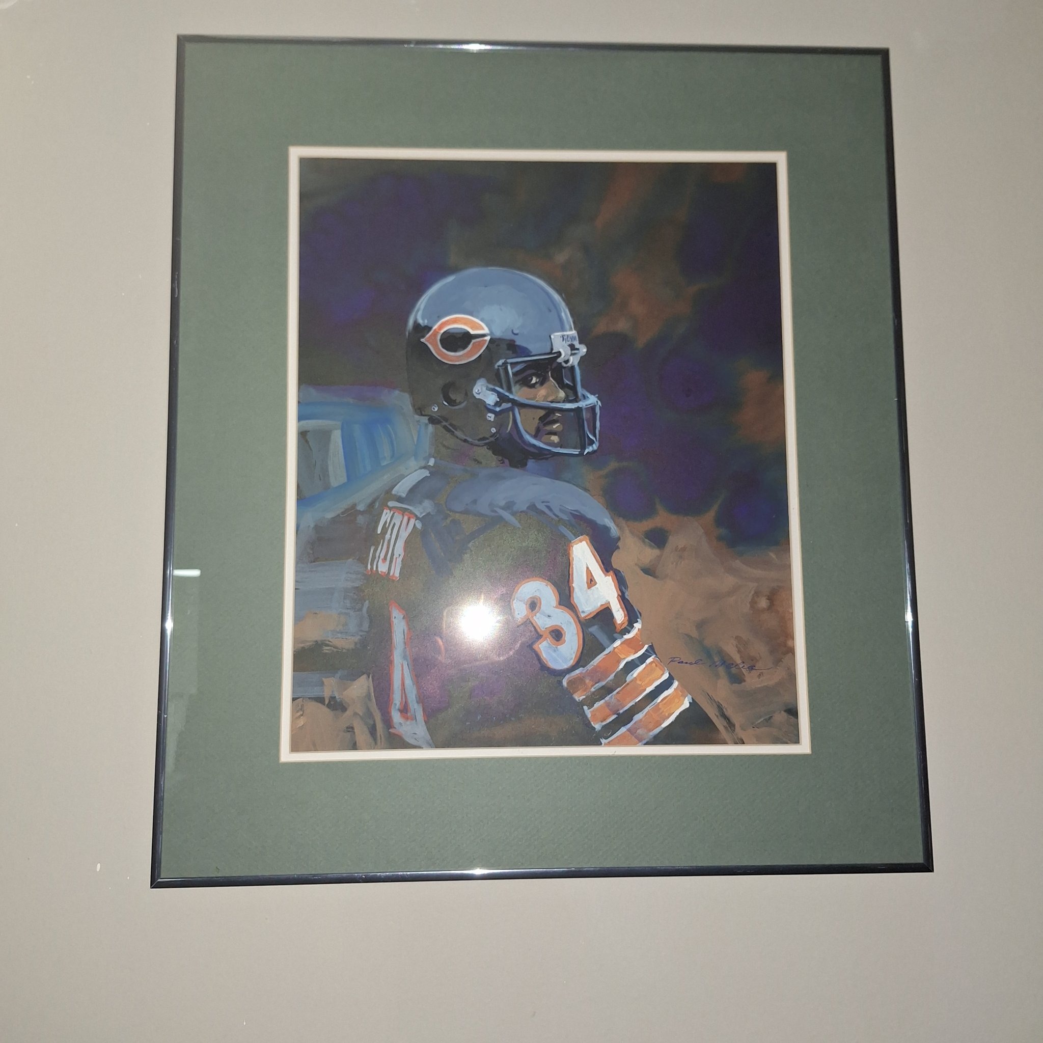Walter Payton 'Sweetness' Framed Sports Lithograph by Paul McGehee