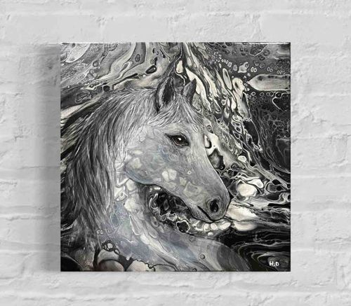Mixed Media Acrylic Painting of a Horse by Heather Dixon