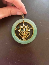 Jadeite and Mixed Media 'Tree of Life' Pendant
