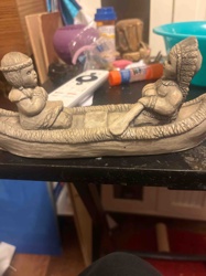 Mt. St. Helens Ash Souvenir Figurine of Two Children in a Canoe