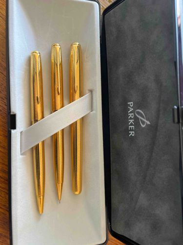 Vintage Parker 75 Grain d'Orge Gold-Plated 3-Piece Writing Set