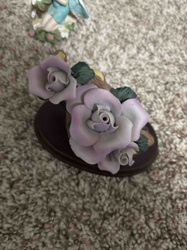 Porcelain Rose Cluster Figurine on Base