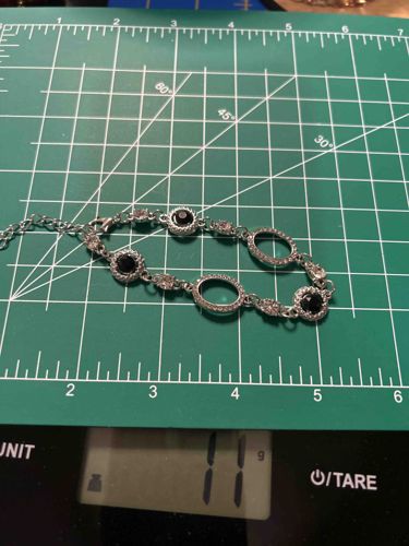 Antiqued Silver-Tone and Black Stone Statement Bracelet