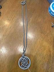 Silver-Toned Monogram Pendant Necklace