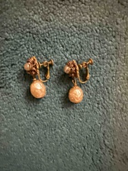Vintage Faux Pearl Drop Screw-Back Earrings