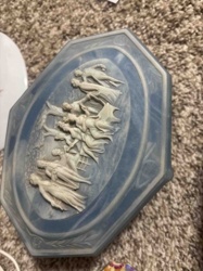 Octagonal Blue and White Jasperware Style Plate with Classical Bas-Relief