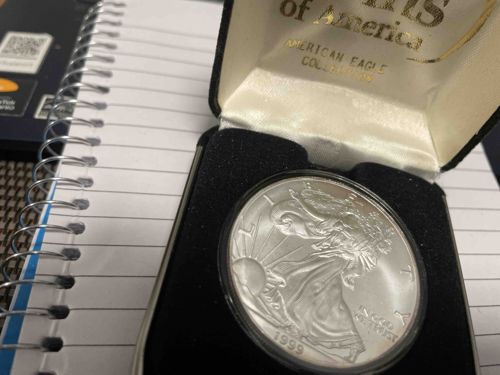 1999 American Silver Eagle Coin in Display Case