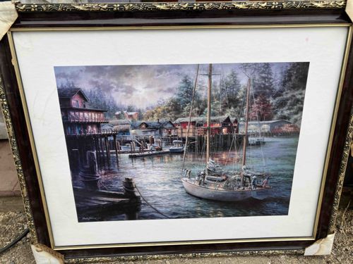 Framed Seascape / Harbor Art Print