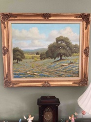 Landscape Painting with Bluebonnets