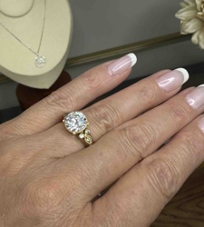 Yellow Gold Lab Diamond Solitaire Ring with Side Accents