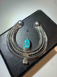 Native American Style Sterling Silver and Turquoise Naja Pendant